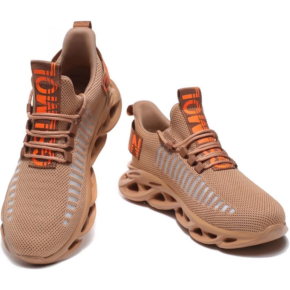 Men's Brown Breathable Running Walking Ultra Sport Gym Slip On Sneakers Shoes - Picture 7 of 7